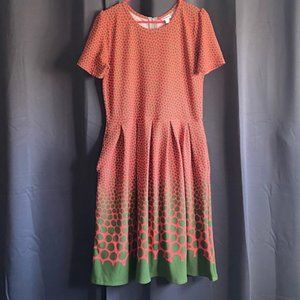 Plus Size LulaRoe Amelia Orange/Green Dipped Hem